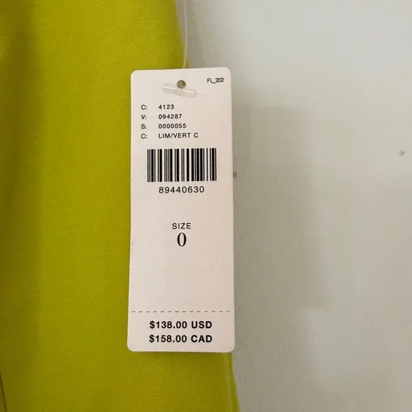 ANTHROPOLOGIE neon green wide legged pants, Size 0 ( fits best size 0-4 ) NWT - Picture 8 of 9
